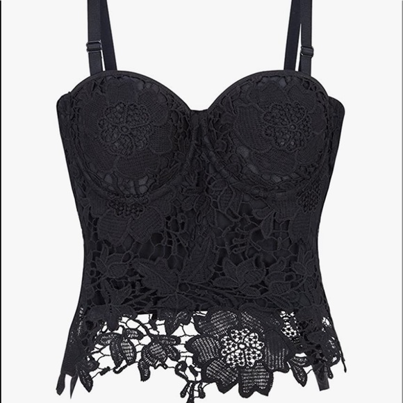 Tops - Women's Floral Lace Corset Crop Top Bustier